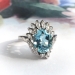 Mid-Century 3.02 ct. tw. Aquamarine and Mixed Diamond Cocktail Ring 14K