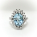 Mid-Century 3.02 ct. tw. Aquamarine and Mixed Diamond Cocktail Ring 14K