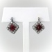 Antique Victorian 4.32 ct. tw. Emerald Cut Garnet and Old European Cut Diamond Halo Earrings Silver Over 14k