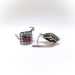 Antique Victorian 4.32 ct. tw. Emerald Cut Garnet and Old European Cut Diamond Halo Earrings Silver Over 14k