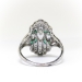 Art Deco .88ct. tw. Diamond and Emerald Navette Ring Platinum