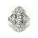 Art Deco .88ct. tw. Diamond and Emerald Navette Ring Platinum