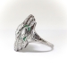 Art Deco .88ct. tw. Diamond and Emerald Navette Ring Platinum