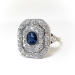 Art Deco 1.68 ct. tw. Sapphire and Diamond Double Halo Octagonal Ring 14K Platinum