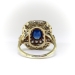 Art Deco 1.68 ct. tw. Sapphire and Diamond Double Halo Octagonal Ring 14K Platinum