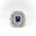 Art Deco 1.68 ct. tw. Sapphire and Diamond Double Halo Octagonal Ring 14K Platinum