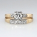 Sweet 1940's Two Tone Diamond Engagement Ring Set 10k/14k