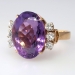 Large Estate Oval Amethyst & Diamond Cocktail Ring 18k