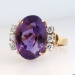 Large Estate Oval Amethyst & Diamond Cocktail Ring 18k