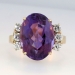 Large Estate Oval Amethyst & Diamond Cocktail Ring 18k