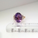 Large Estate Oval Amethyst & Diamond Cocktail Ring 18k