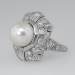 Beautiful Edwardian Pearl & Old Mine Cut Diamond Ring Platinum