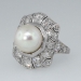 Beautiful Edwardian Pearl & Old Mine Cut Diamond Ring Platinum