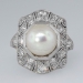 Beautiful Edwardian Pearl & Old Mine Cut Diamond Ring Platinum