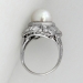 Beautiful Edwardian Pearl & Old Mine Cut Diamond Ring Platinum