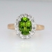 Beautiful Vintage Peridot & Diamond Halo Ring 18k