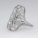 Authentic 1930's Sparkling .95ctw Diamond Filigree Navette Ring Platinum