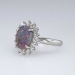 Estate Colorful 1.56ct Solid Black Opal & Diamond Halo Ring Platinum