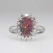 Estate Colorful 1.56ct Solid Black Opal & Diamond Halo Ring Platinum