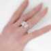 Gorgeous 2.43ctw Estate Three Stone Oval & Diamond Halo Ring 14k