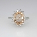 Pretty Estate Peach Topaz & Diamond Halo Ring 14k