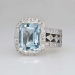 Gorgeous Estate 6.55ct Emerald Cut Aquamarine & Diamond Ring