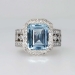 Gorgeous Estate 6.55ct Emerald Cut Aquamarine & Diamond Ring