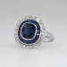 Rare 1920's 2.92ct t.w. Sapphire & Diamond Double Halo Ring Platinum