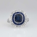 Rare 1920's 2.92ct t.w. Sapphire & Diamond Double Halo Ring Platinum